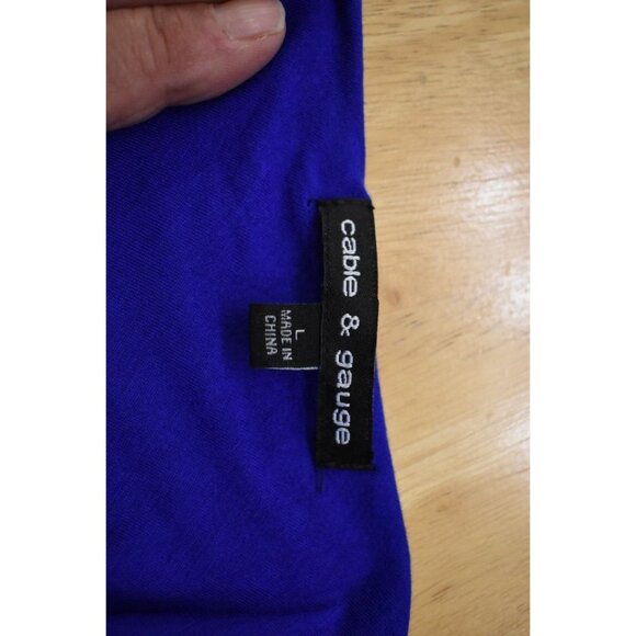 Women's Cable and Guage Royal Blue One Shoulder Lined Swing Top Size L - Picture 4 of 7